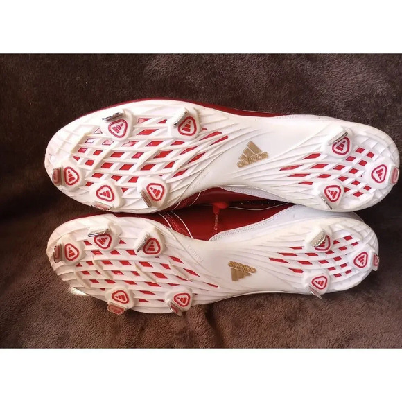 Adidas Cleat adizero Diamond Kin Metal Baseball Shoe Red White Mens Size 12 New - Picture 8 of 10